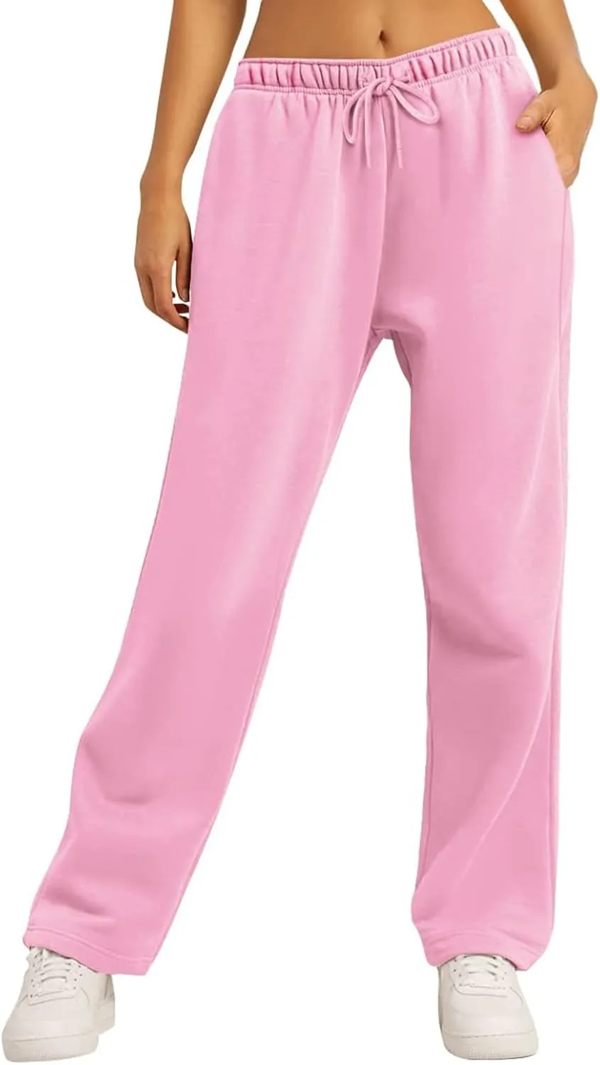 Wide Leg Sweatpants Women Baggy High Waisted Y2k Athletic Sweat Pants Casual Comfy Cotton Joggers with Pockets