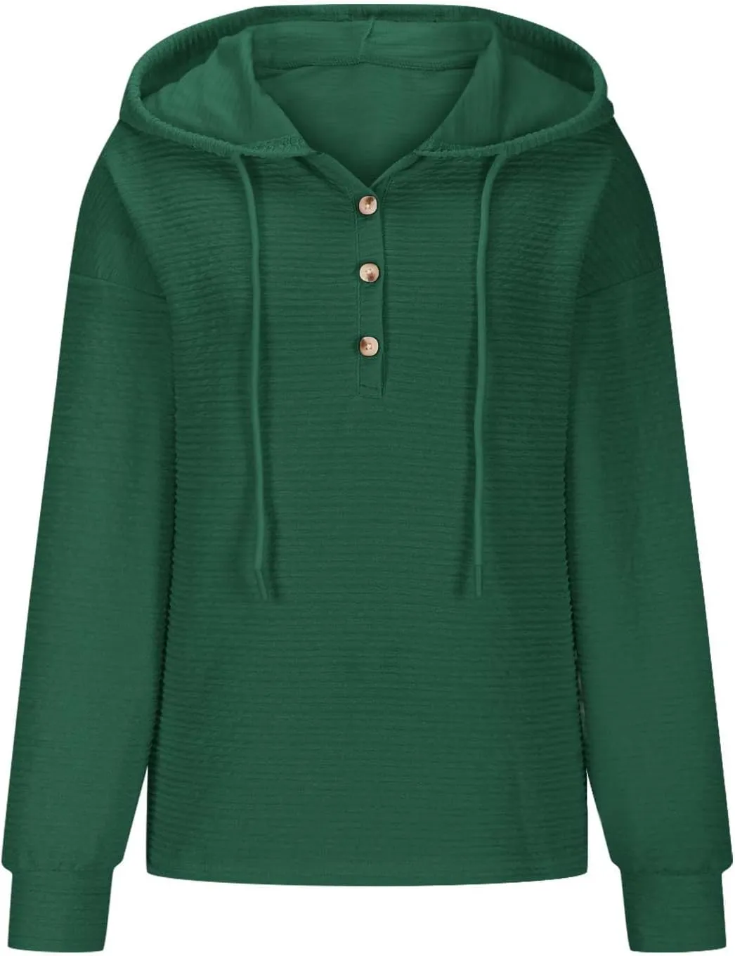 Women Fall Long Sleeve Casual Button V Neck Hoodies Oversized Sweatshirt Hooded Durable Breathable Basic Pullover