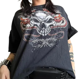 Women Graphic Grunge Shirts Loose Fit Gothic Punk Tees Y2k Emo Clothes Teen Girls Baggy T Shirts 2000s Vintage Tops