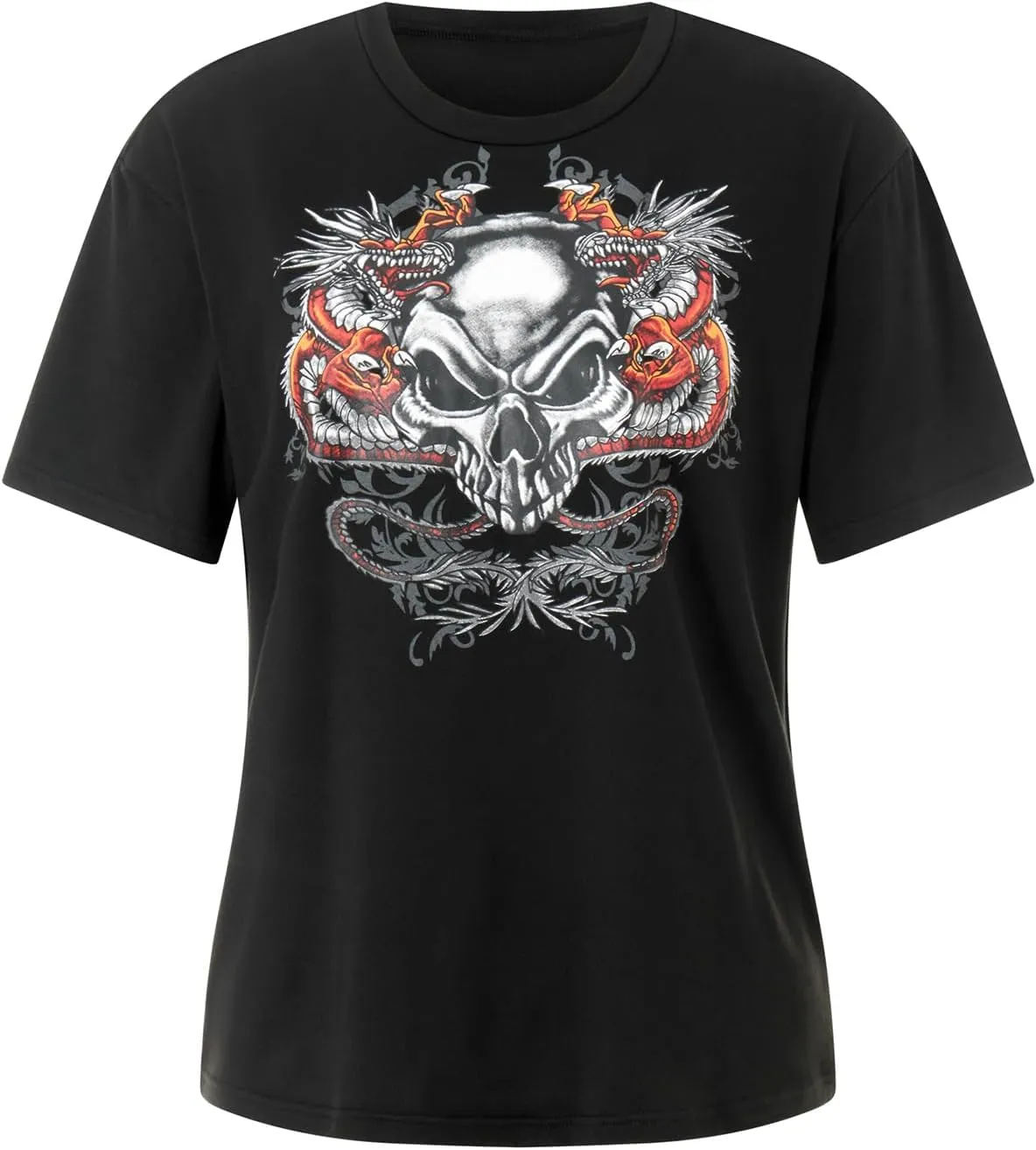 Women Graphic Grunge Shirts Loose Fit Gothic Punk Tees Y2k Emo Clothes Teen Girls Baggy T Shirts 2000s Vintage Tops