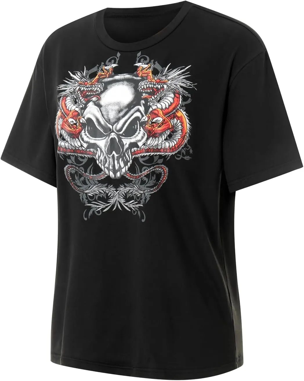 Women Graphic Grunge Shirts Loose Fit Gothic Punk Tees Y2k Emo Clothes Teen Girls Baggy T Shirts 2000s Vintage Tops