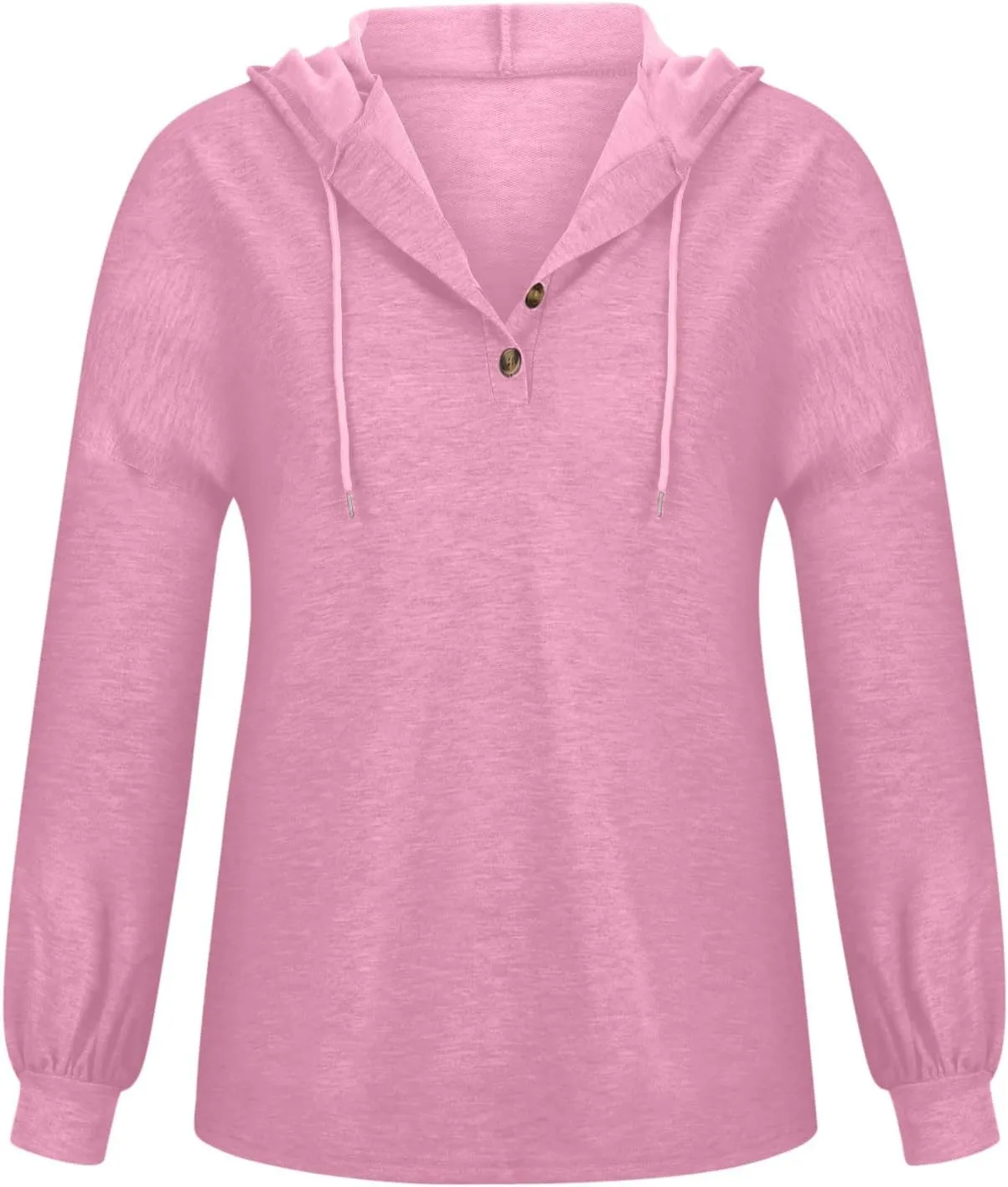 Women Hoodies Drawstring Long Sleeve Pullover Drop Shoulder V Neck Sweatshirt Casual Versatile Trendy Hooded Shirt