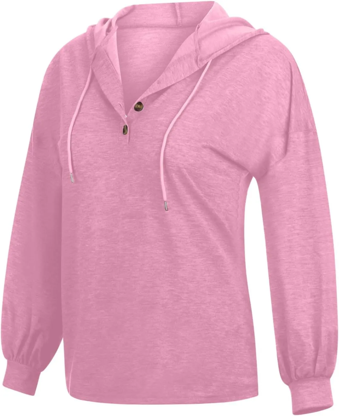 Women Hoodies Drawstring Long Sleeve Pullover Drop Shoulder V Neck Sweatshirt Casual Versatile Trendy Hooded Shirt