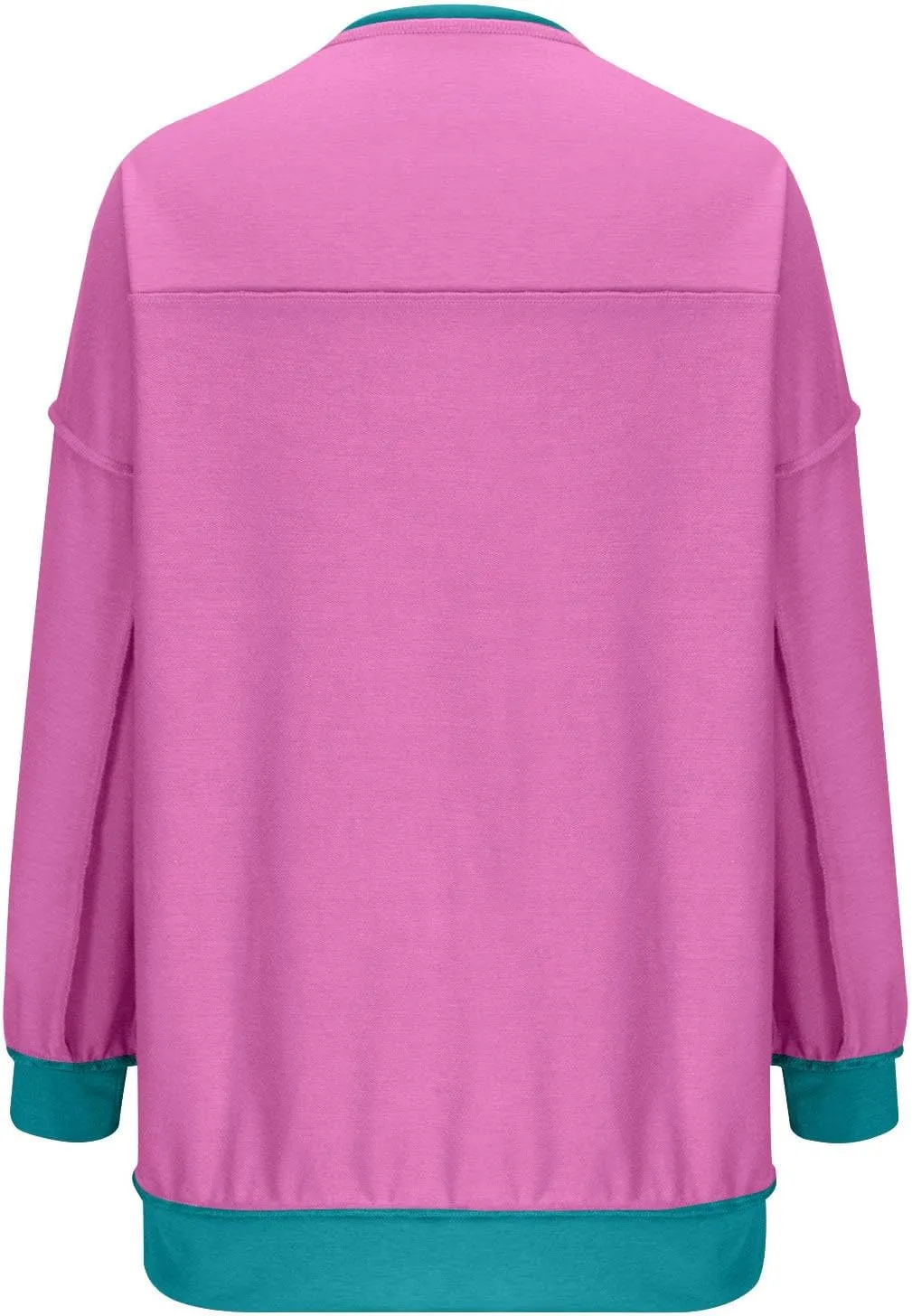 Women Long Sleeve Splicing Pullover Plain Color Tops Lightweight Sweatshirts Loose Fit Top Workout Shirts Outdoors