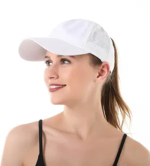 Women Ponytail Baseball Caps Mesh Quick Dry Baseball Hat with Ponytail Hole Outdoor Running Sports Trucker Hat