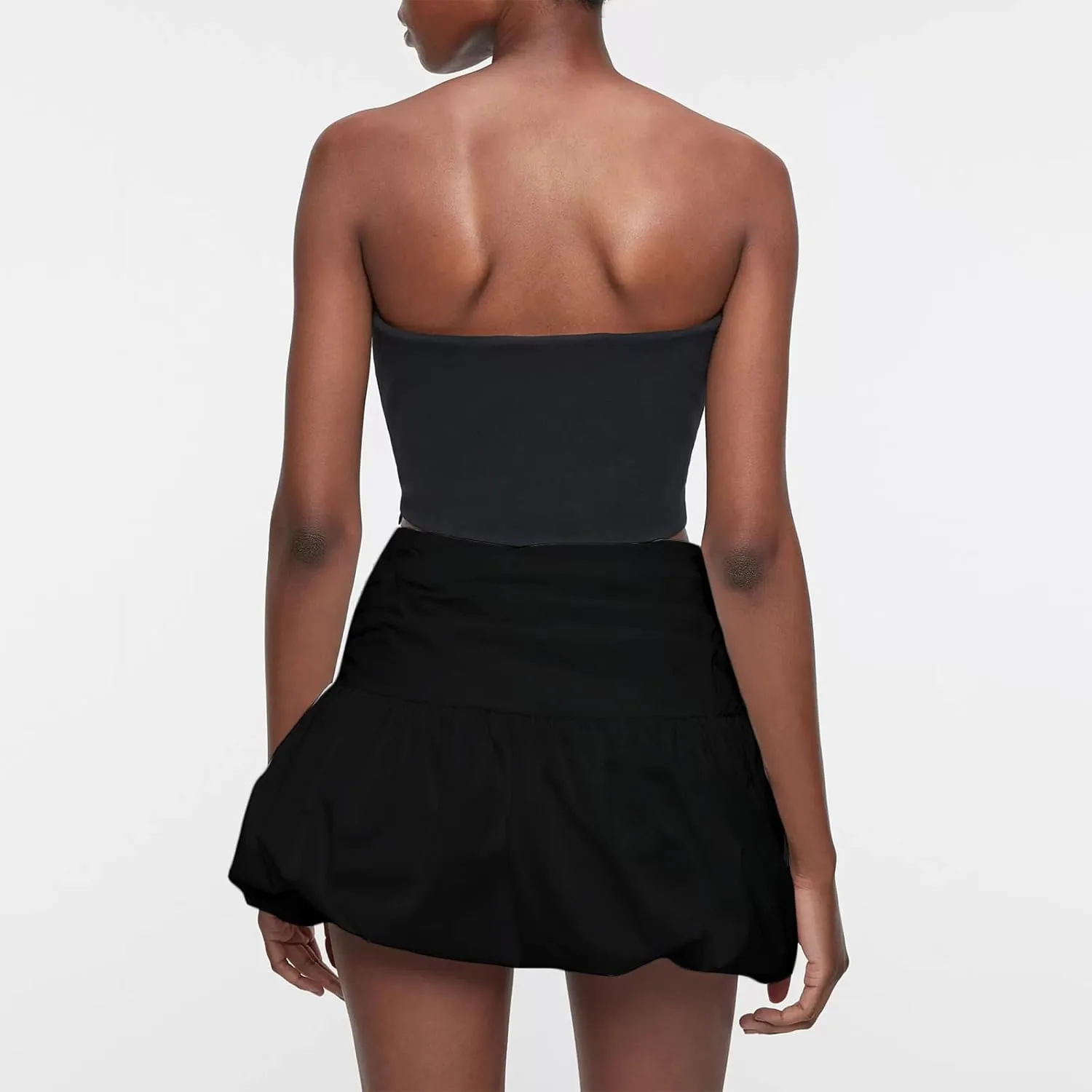 Women Y2k Bubble Skirt High Waist Pleated Puff Hem Balloon Short Skirts Slim Fit A Line Ruffle Mini Skirt