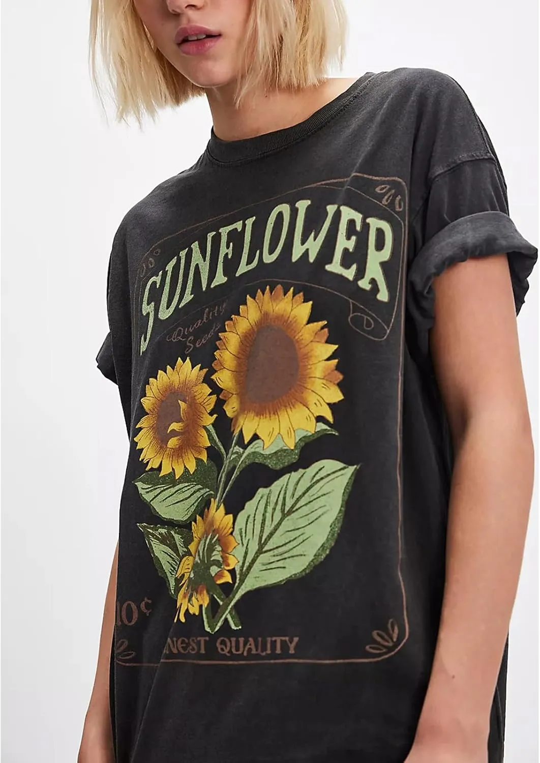 Women Y2k Floral Graphic Print Oversized Tshirts Cute Flower Aesthetic Baggy Tees Top Summer Teen Girl Coastal Clothes