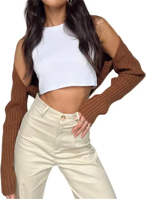 Women Y2k Knit Crochet Shrug Long Sleeve Crop Top Bolero Cardigan Contrast Color Vintage Cropped Shrug Sweater