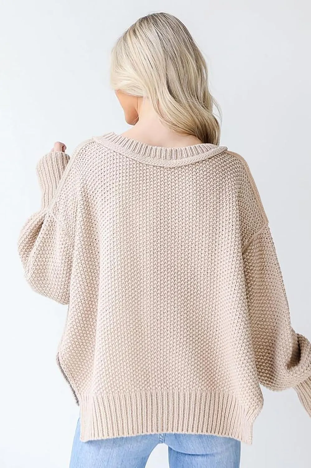 Women's 2024 Crewneck Long Sleeve Loose Oversized Chunky Knitted Pullover Sweater Jumper Tops