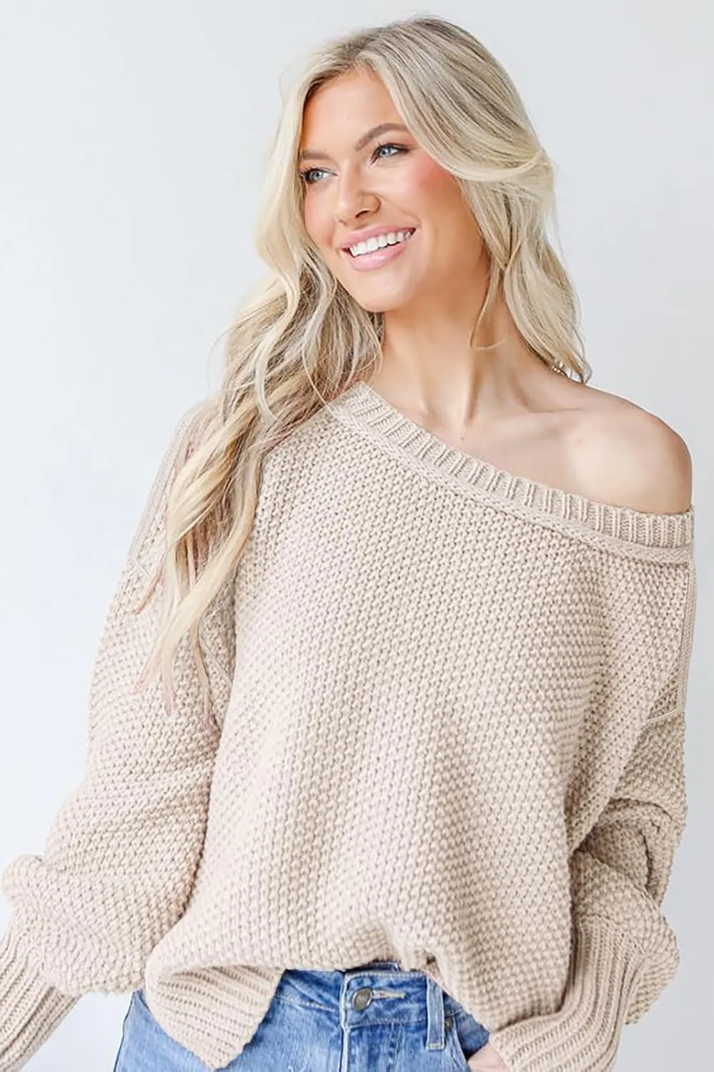 Women's 2024 Crewneck Long Sleeve Loose Oversized Chunky Knitted Pullover Sweater Jumper Tops