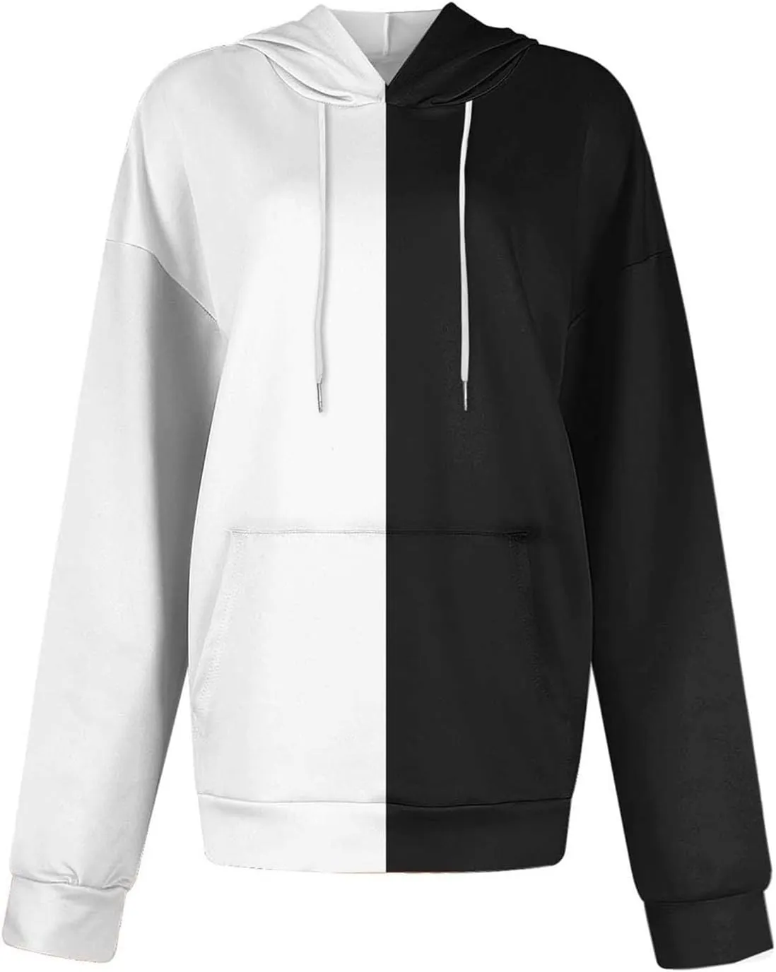 Womens 2024 Hooded Color Block Drawstring Hoodies Pullover Sweatshirts Casual Long Sleeve Tops Shirts Fall Winter