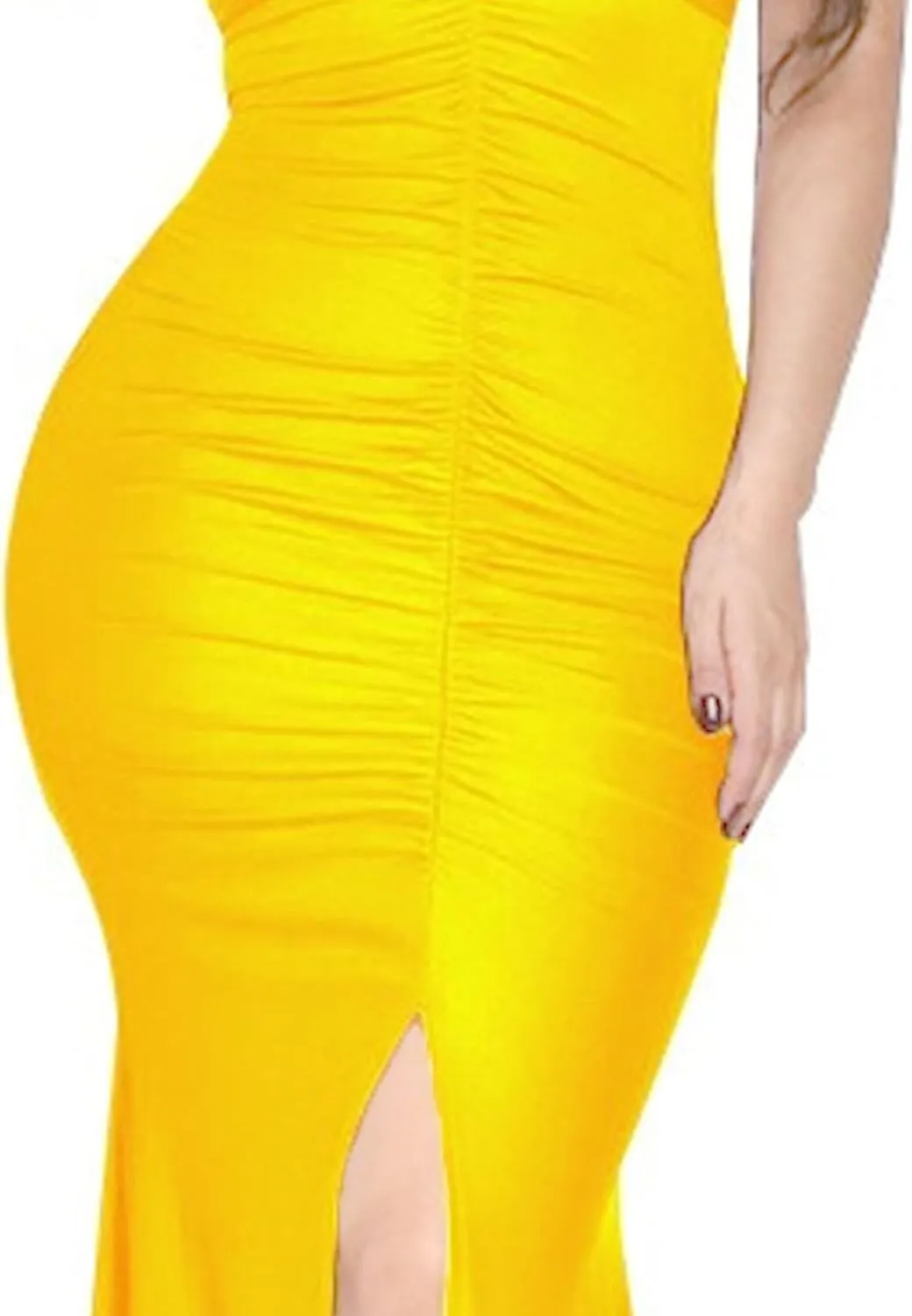 Women's Bodycon Ruched Elegant Formal Dress V Neck Sexy Slim Fit Prom Dress Split Hem Stylish Cocktail Dresses