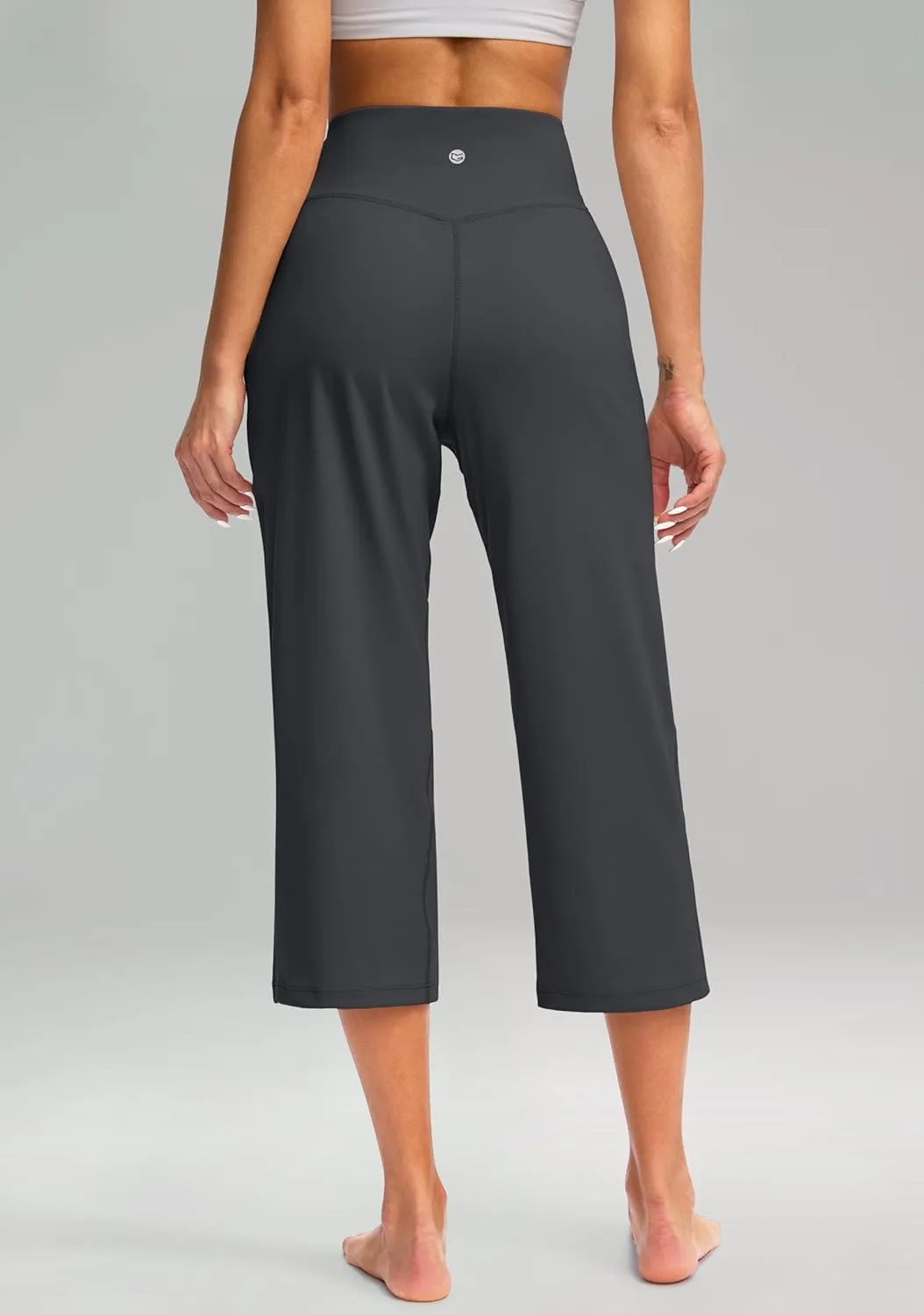 Women's Capri Pants with Pockets High Waist Yoga Pants Wide Leg Workout Crop Summer Pants for Casual, Travel, Exercise