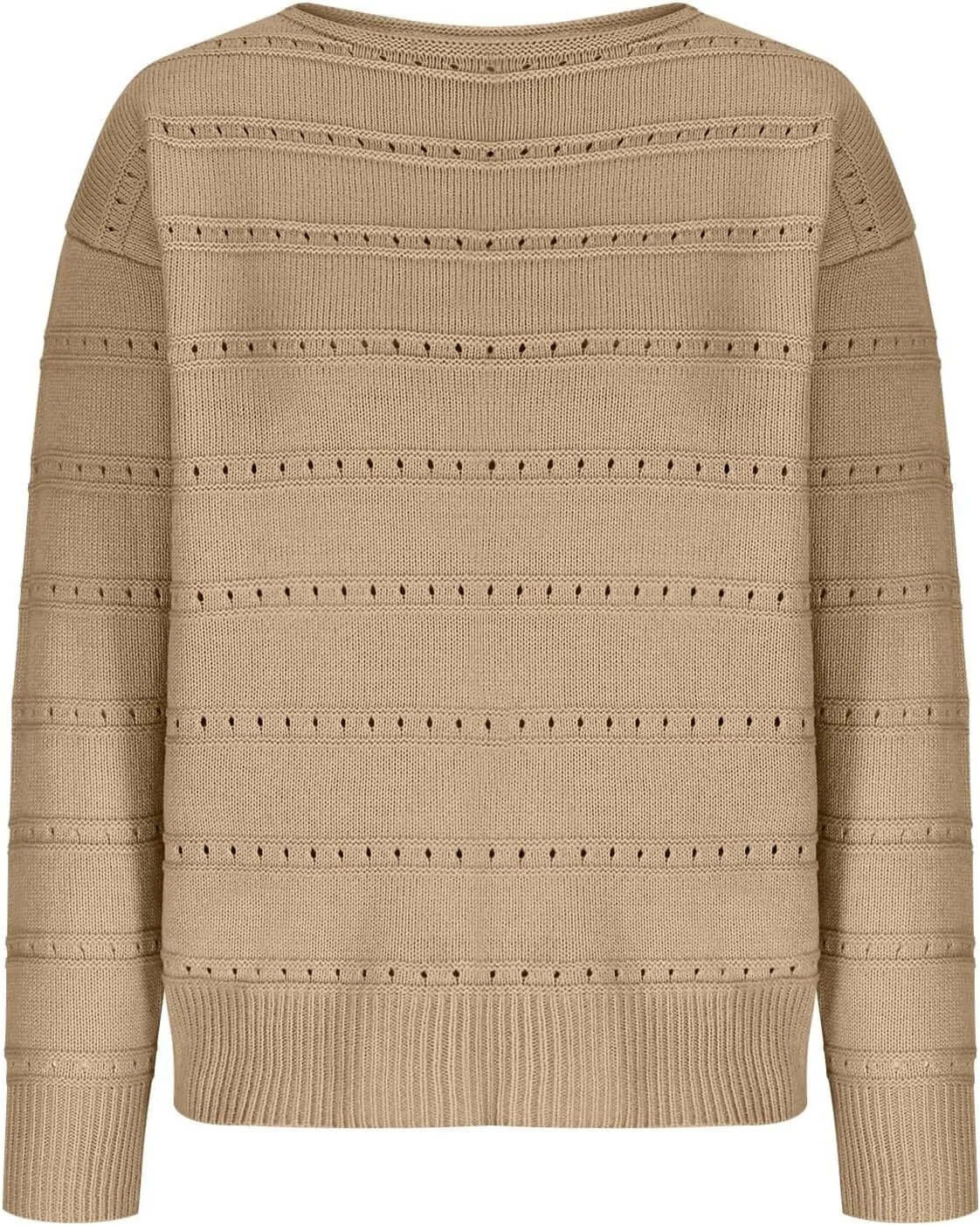 Womens Casual Sweater Lightweight Long Sleeve Off Shoulder Pullover Top Dressy Hollow Out Shirt 2024 Fall Outfits