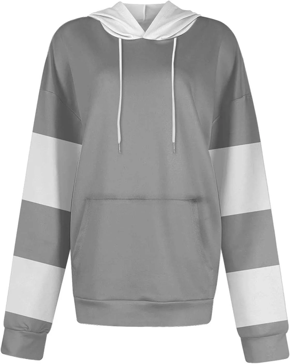 Women's Color Block Hoodie Sweatshirt Casual Long Sleeve Drawstring Jacket Sweater with Pockets Loose Fit Fall Coat