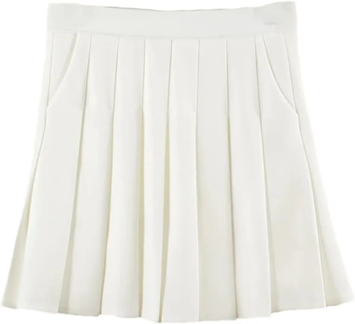 Women's Elastic High Waist Pleated Pockets A-Line Slimming Mini Short Skirt Tennis Skirts