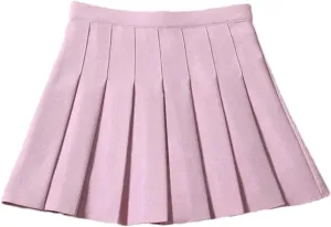 Women's Fashion Pleated A-Line Mini Short Skirt with Elastic Waist for Ladies Girls