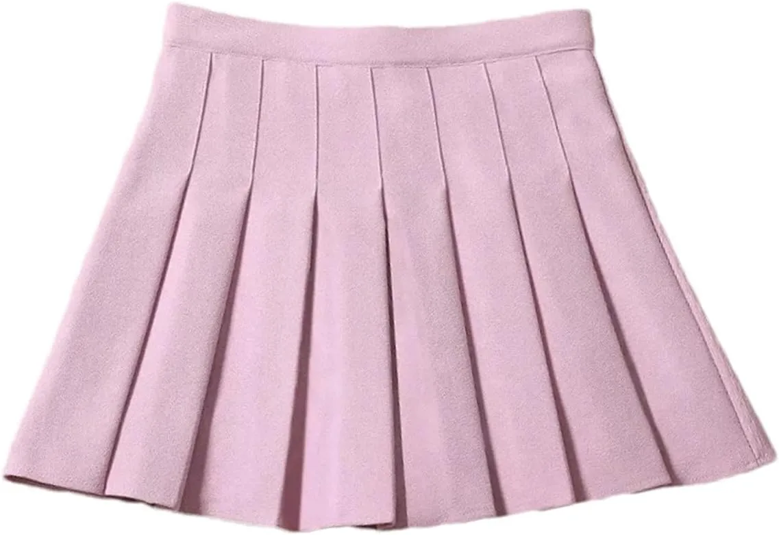 Women's Fashion Pleated A-Line Mini Short Skirt with Elastic Waist for Ladies Girls