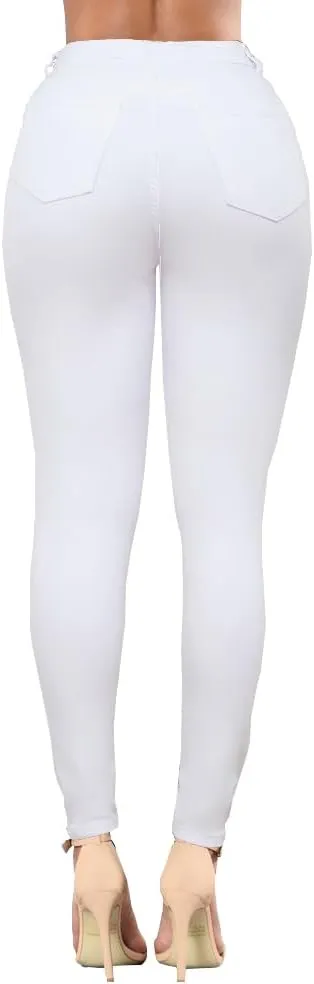 Women's High Waisted Ripped Jeans Slim Fit Distressed Skinny Jeans Stretch Butt Lifting Denim Pants