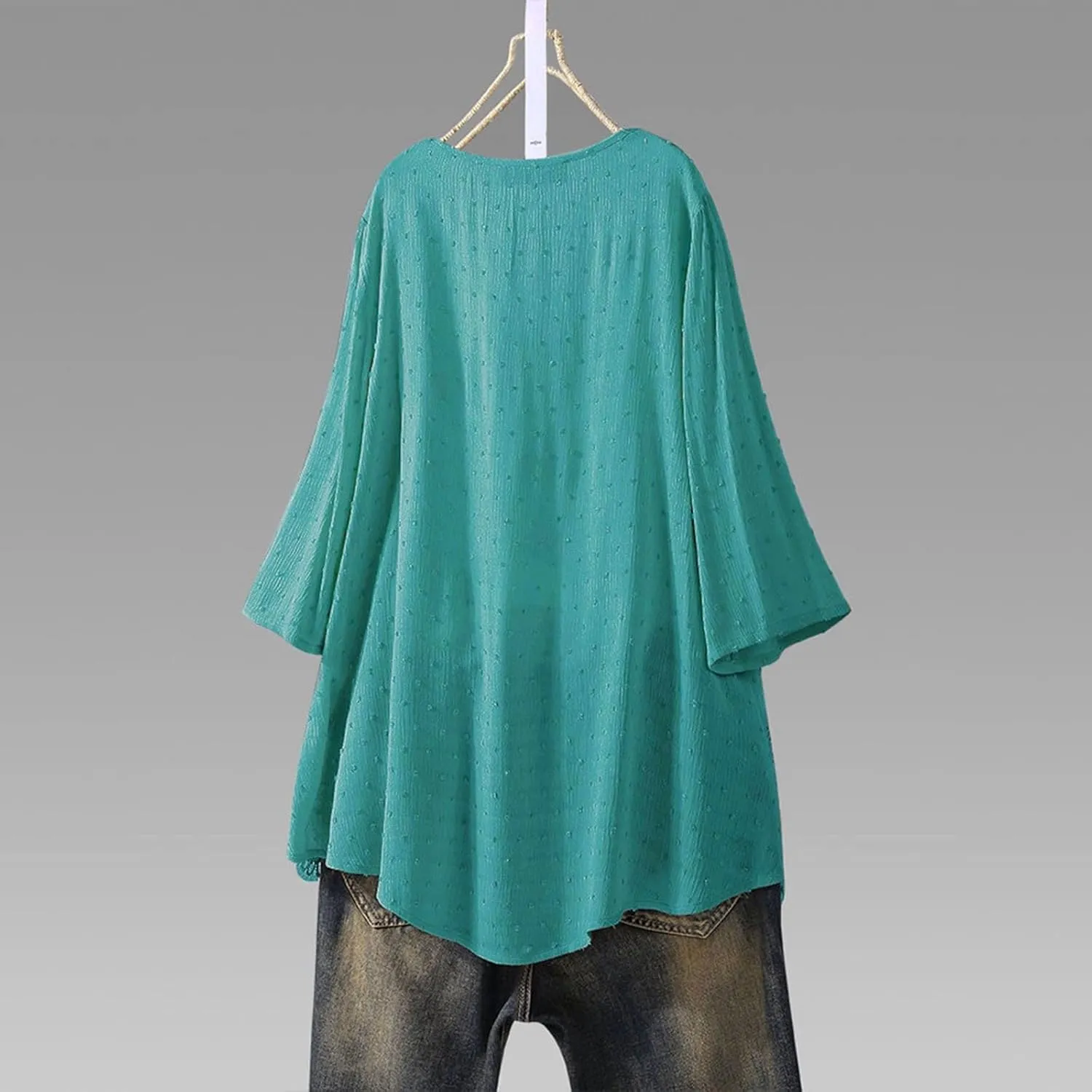 Womens Linen Shirts V Neck Button Down Blouses Collar Oversized Tops Short Sleeve Loose Fit T-Shirt