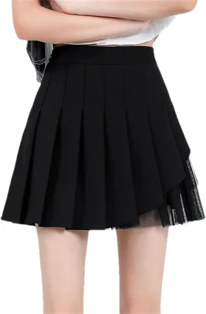 Women's Mini Pleated Mesh Skirt Shorts for Summer Holiday Fashion Outfits High Waisted Pleated Skirt