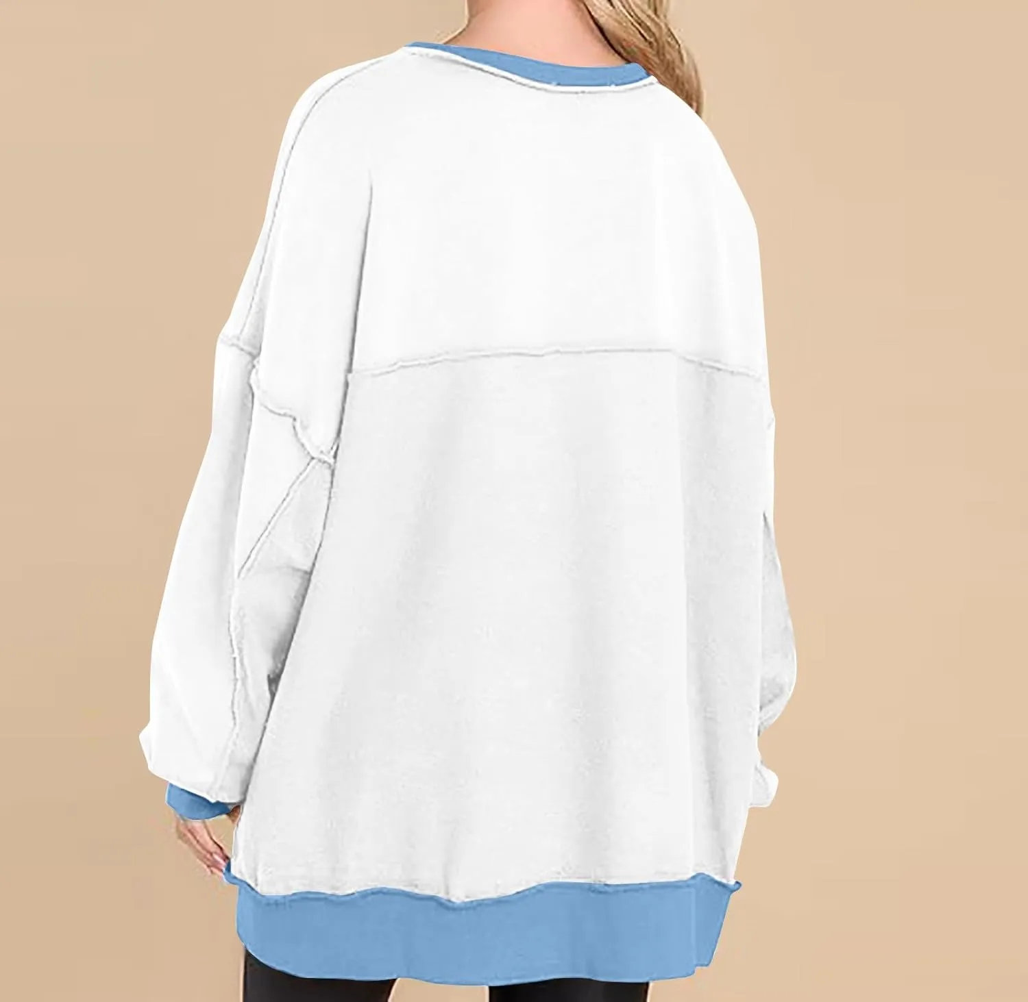 Women's Oversized Sweatshirt Casual Long Sleeve Button Henley Neck Pullover Tunic Tops Outfits Spring Fall Pullover