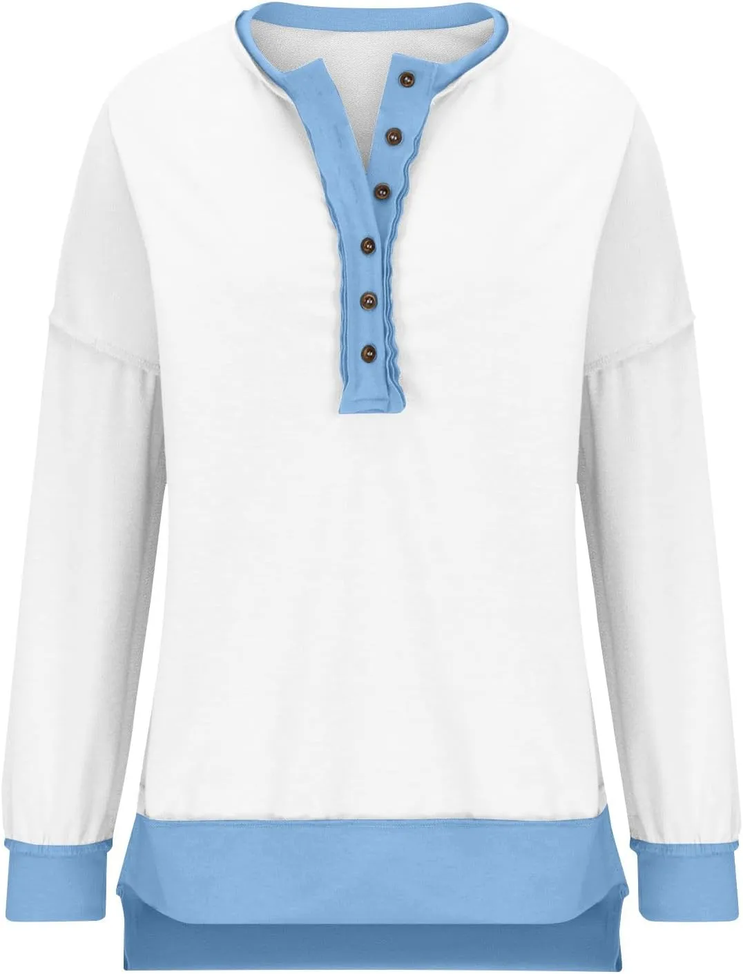 Women's Oversized Sweatshirt Casual Long Sleeve Button Henley Neck Pullover Tunic Tops Outfits Spring Fall Pullover