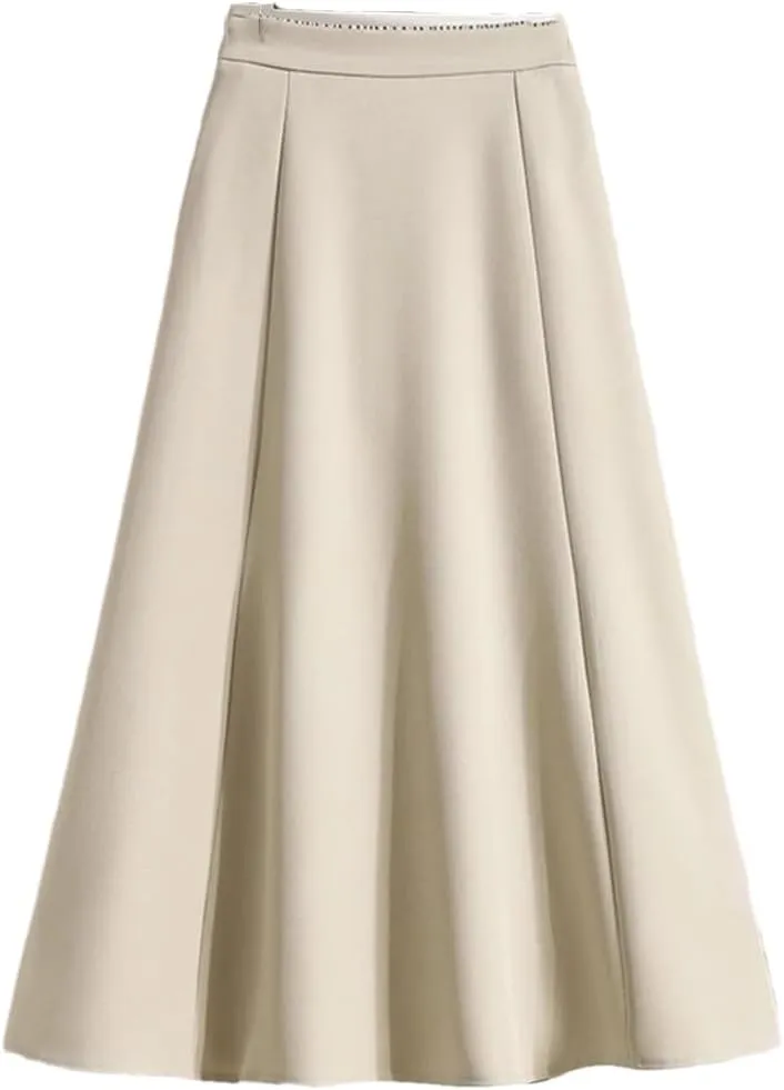 Women's Spring and Summer Solid Color High Waist Skirt Korean Loose Casual A-Line Midi Ball Gown Skirts