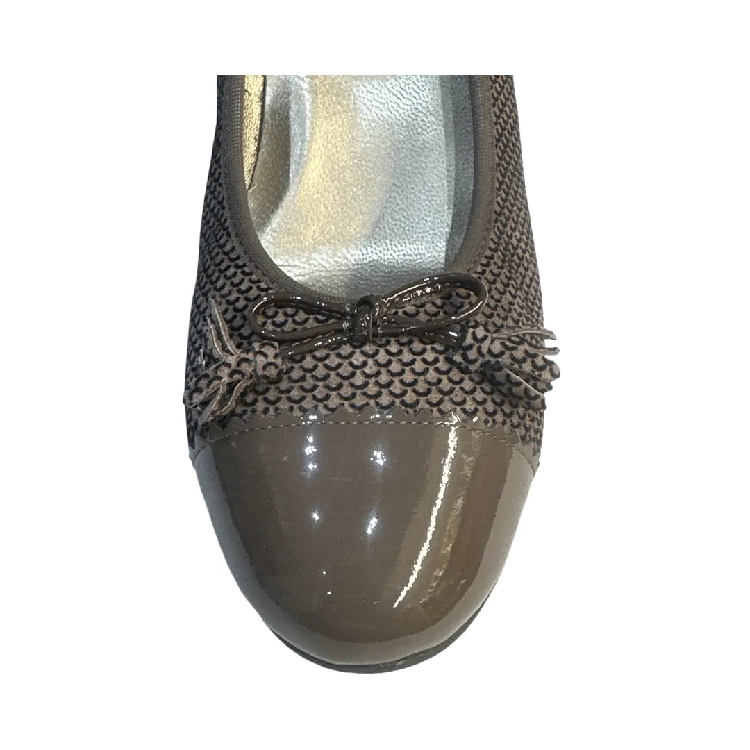 Women's Suede Leather Brown Mid Heel Court Shoes