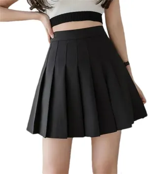 Women's Summer Mini Skirt  School High Waist Pleated Plaid Uniform Skirt Tennis Skirts
