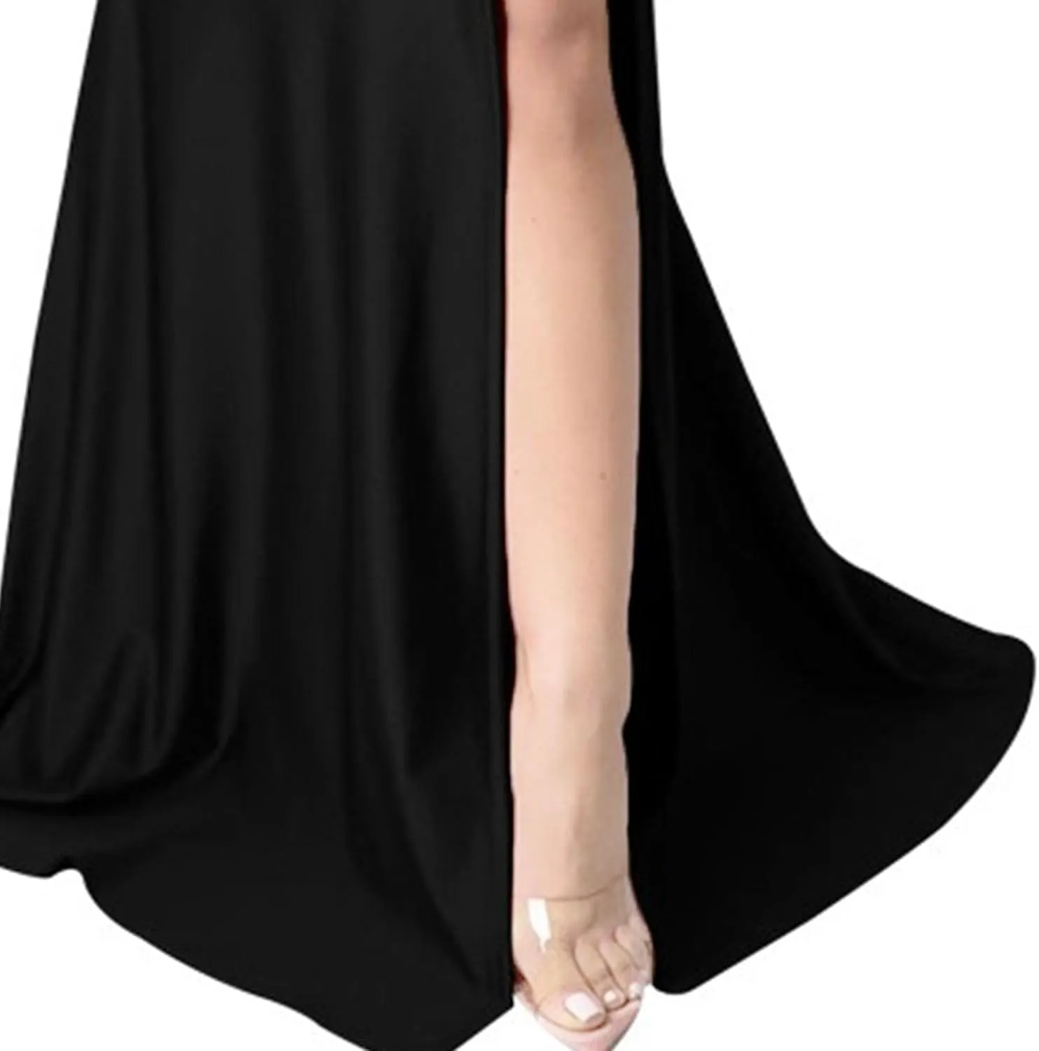 Women's V Neck Off Shoulder Club Party Dress Bodycon Fashion Split Hem Dress Ruched Satin Maxi Dresses