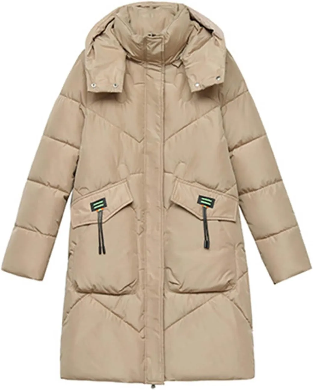 Women's Winter Long Puffer Coats Hooded Zip Up Casual Thickened Down Jackets 2024 Trendy Warm Clothes Outerwear