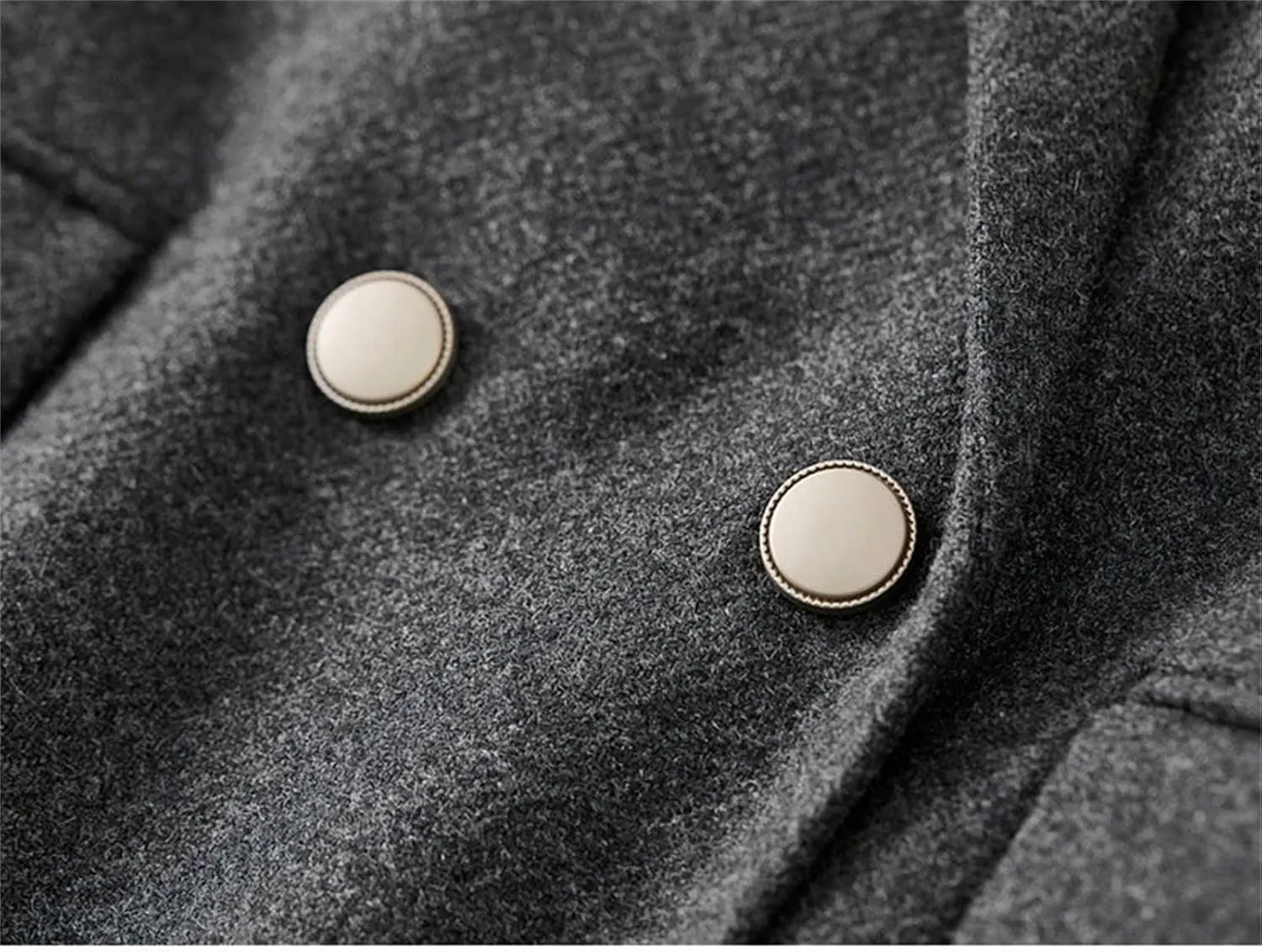 Women's Winter Straight Wool Blend Trench Coat Solid Warm Mid-Length Double Breasted Jacket Outerwears