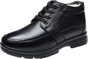 Yiozoi Men's Ankle Boots Winter Snow Proof Warm Plush High Top Leather Shoes Outdoor Walking Men's Leisure Work Boots