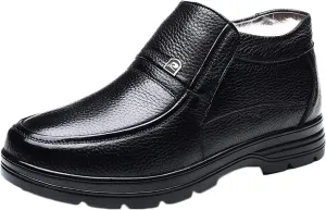 Yiozoi Men's Ankle Boots Winter Snow Proof Warm Plush High Top Leather Shoes Outdoor Walking Men's Leisure Work Boots