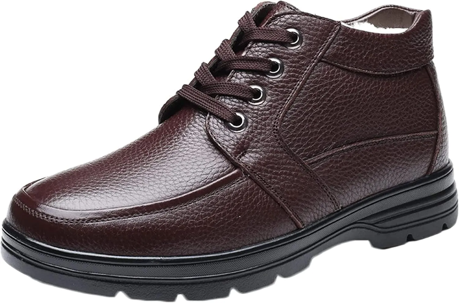 Yiozoi Men's Ankle Boots Winter Snow Proof Warm Plush High Top Leather Shoes Outdoor Walking Men's Leisure Work Boots