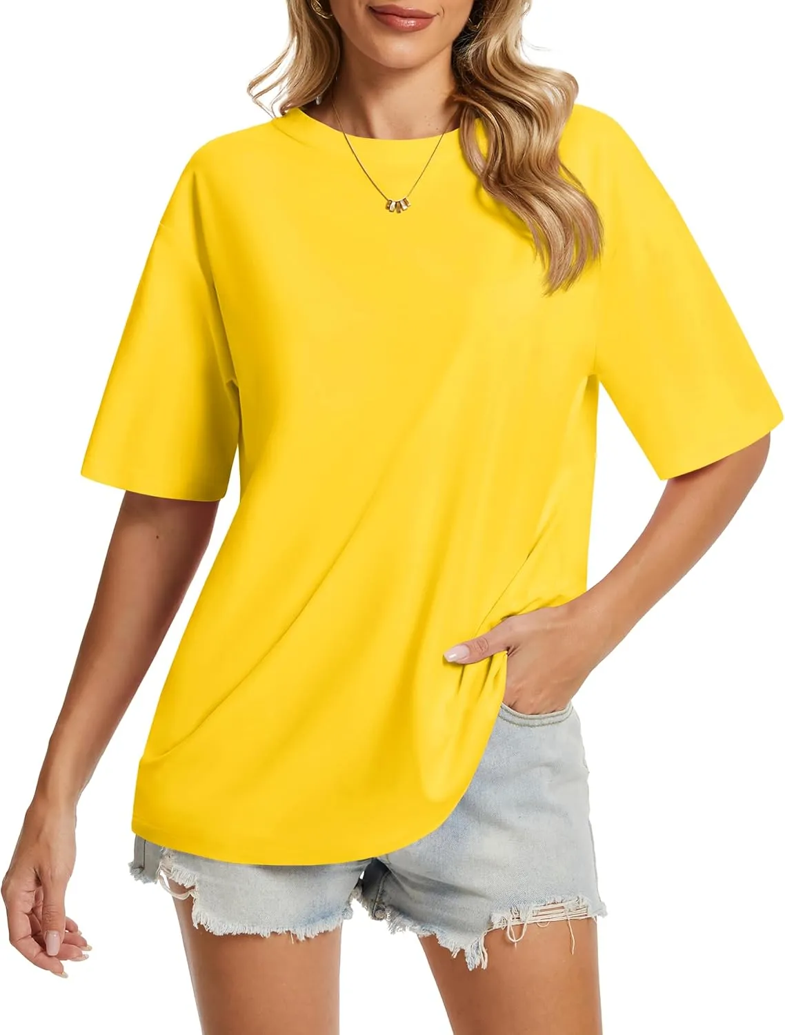 YUCOLEN Oversized T Shirts for Women Loose Fit Short Sleeve Crewneck Plus Size Tops UPF 50  Casual Workout Summer Tees