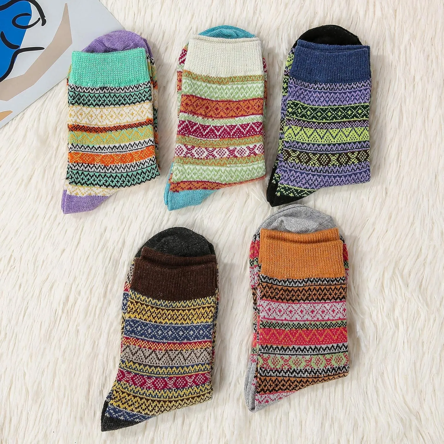 Zando Womens Wool Socks Winter Athletic Socks Crew Sock Warm Hiking Merino Wool Socks Soft Thick Mid Calf