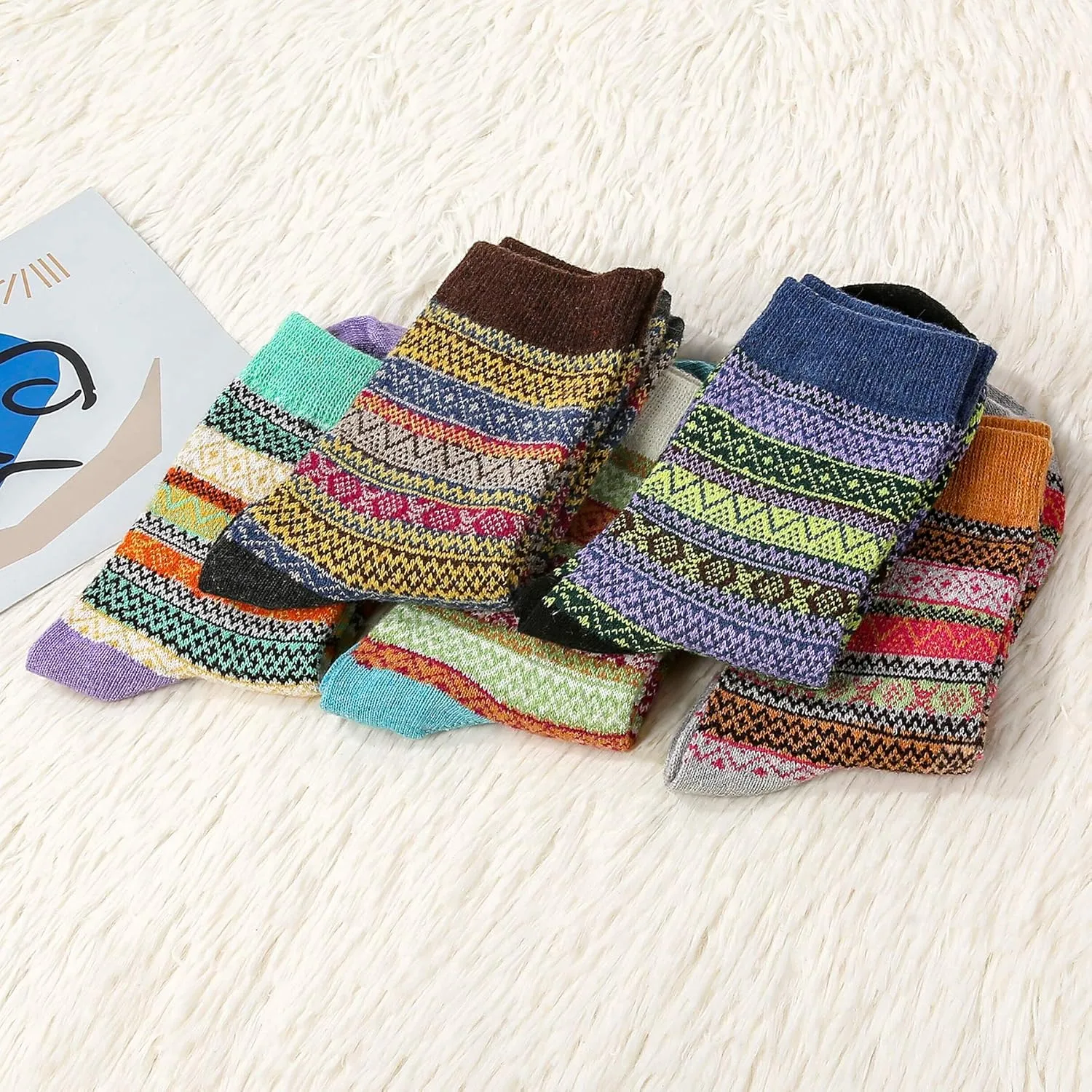 Zando Womens Wool Socks Winter Athletic Socks Crew Sock Warm Hiking Merino Wool Socks Soft Thick Mid Calf