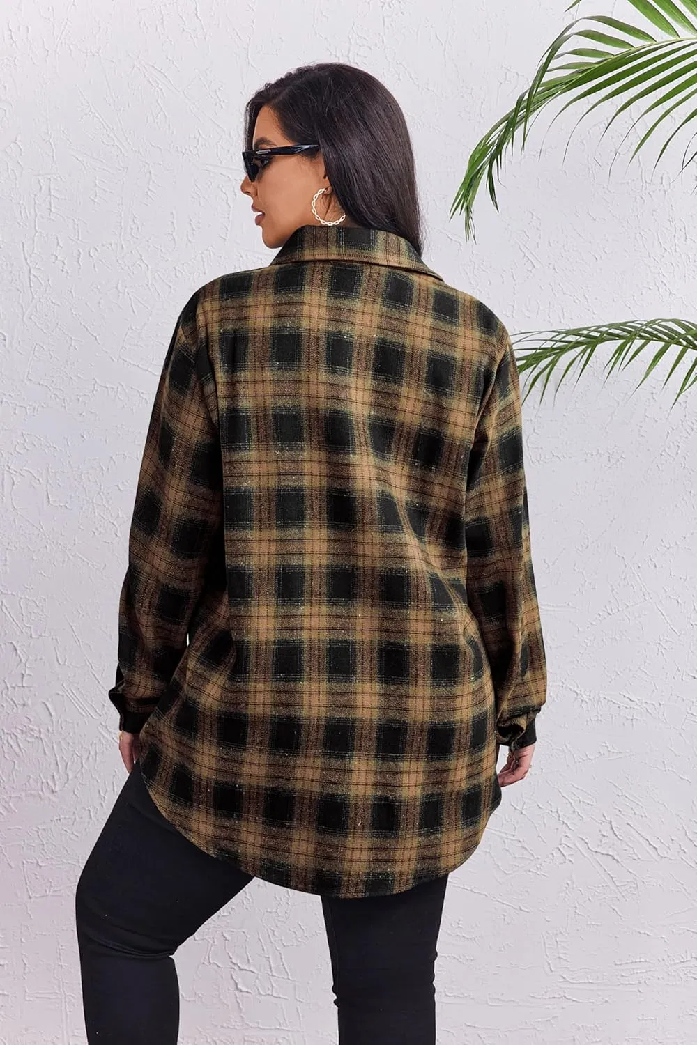 Zeagoo Womens Plus Size Flannel Shirt Plaid Shirts Long Sleeves Casual Button Down Collared Shacket Tops 16W-26W